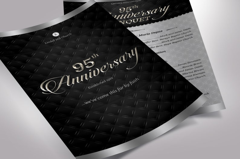 Silver Church Anniversary Program Template, One Sheet Word Template, Publisher Pastor Appreciation 5.5x8.5 inches image 6