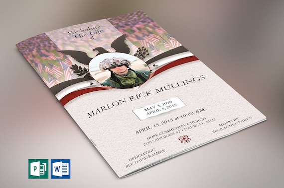 American Marine Funeral Program Word Publisher Template 4 Etsy