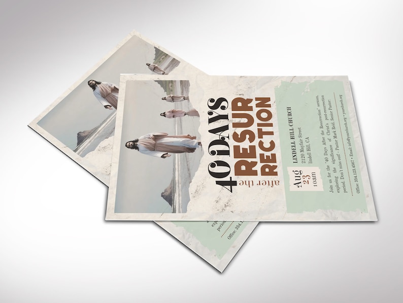 Resurrection Easter Flyer Template, Canva Template Beige and Brown, Easter Concert Flyer, Church Invitation 3 Sizes image 5