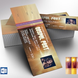 16,5 x 5,5 cm große gospel-Konzertkarten-Vorlagenset, Word und Verlag, Benefizveranstaltung, Kirchenmusikabend