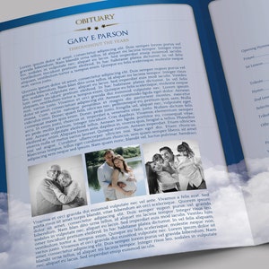 Blue Ribbon Funeral Program Large Template Word Template, Publisher Celebration of Life, Blue Sky 4 Pages 11x17 in image 6