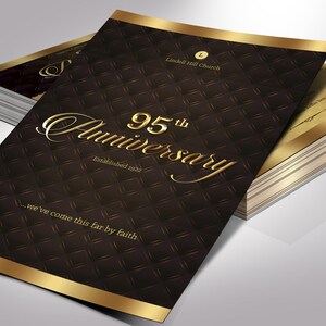 Golden Church Anniversary Program Template Word Template, Publisher One Sheet, Pastor Appreciation 5.5x8.5 inches image 2