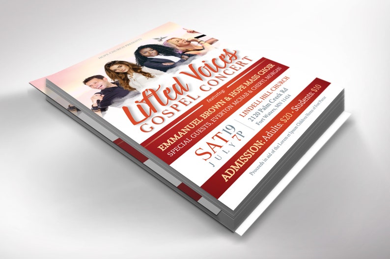 Gold and Red Gospel Concert Flyer Template, Canva Template, Church Invitation, Church Flyer, Worship Event, 3 Sizes image 5