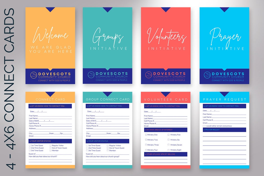Church Connect Card Template Bundle, Canva Template, Church Welcome Card, New Here Guest, Set of 4, Size 4x6 Inches - Etsy church-connection-card-6-examples-illustrator-design-word-photoshop-publisher