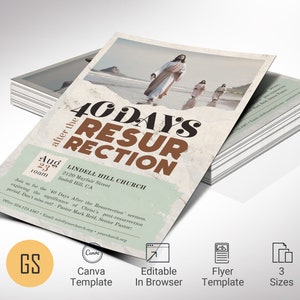 Resurrection Easter Flyer Template, Canva Template Beige and Brown, Easter Concert Flyer, Church Invitation 3 Sizes image 1