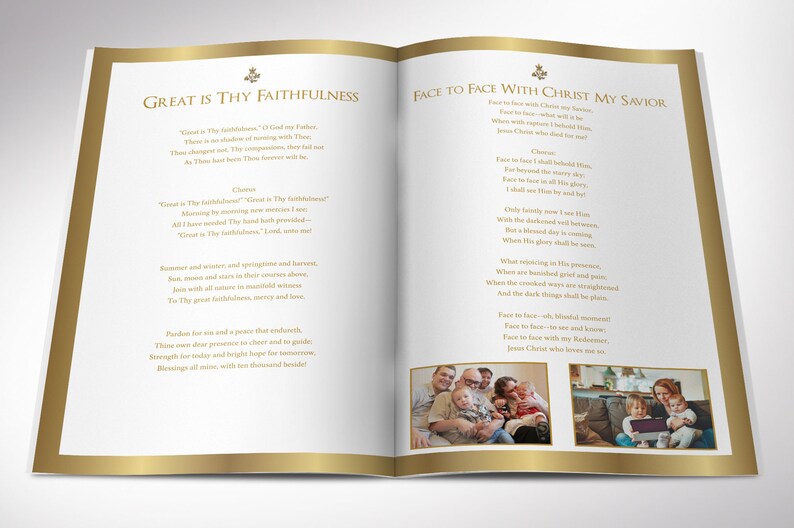 White Gold Funeral Program Template Word Template, Publisher Celebration of Life 8 Pages 5.5x8.5 inches image 4