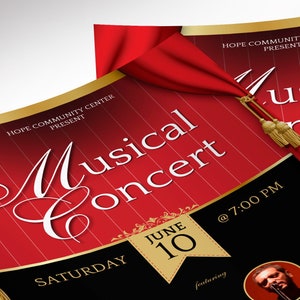 Red and Black Musical Event Flyer Template, Canva Template, Concert Flyer. 6 Tassels, Print Sizes 4x6, 5.5x8.5 in image 6