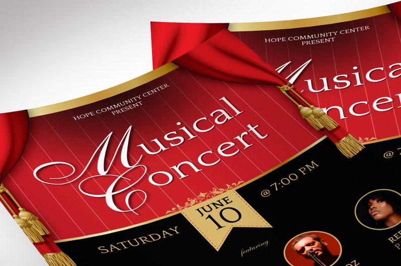 Red and Black Musical Event Flyer Template, Canva Template, Concert Flyer. 6 Tassels, Print Sizes 4x6, 5.5x8.5 in image 6