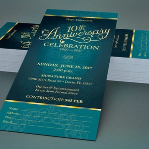 Teal Church Anniversary Ticket Template Word Template, Publisher Pastor Appreciation, Banquet Ticket Size 3x7 in image 8