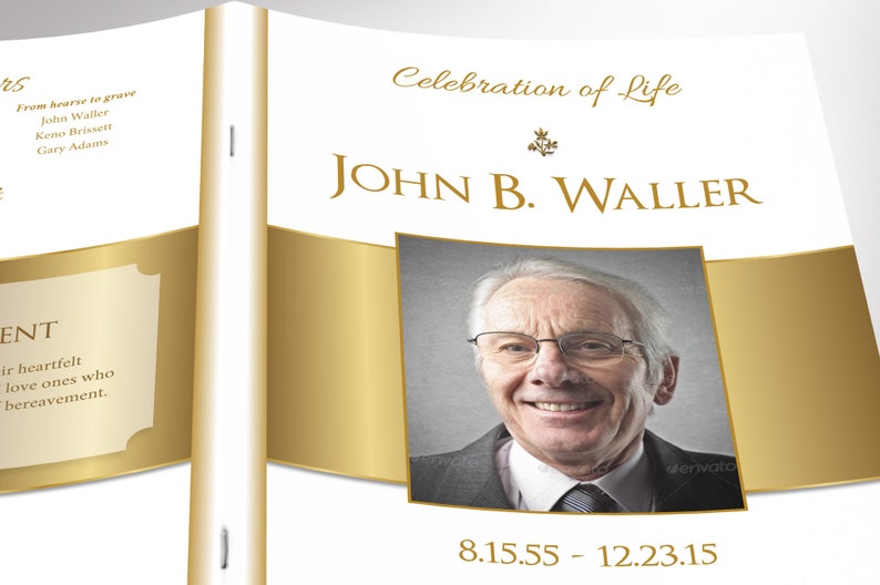 White Gold Funeral Program Template Word Template, Publisher Celebration of Life 8 Pages 5.5x8.5 inches image 7