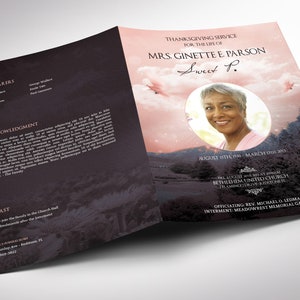 Peach Sky Tabloid Funeral Program Template Word Template, Publisher Celebration of Life 8 Pages 11x17 inches image 2
