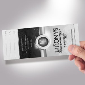 Black Silver Clergy Banquet Ticket Template Word Template, Publisher, Church Anniversary, Pastor Appreciation 3x7 in image 7
