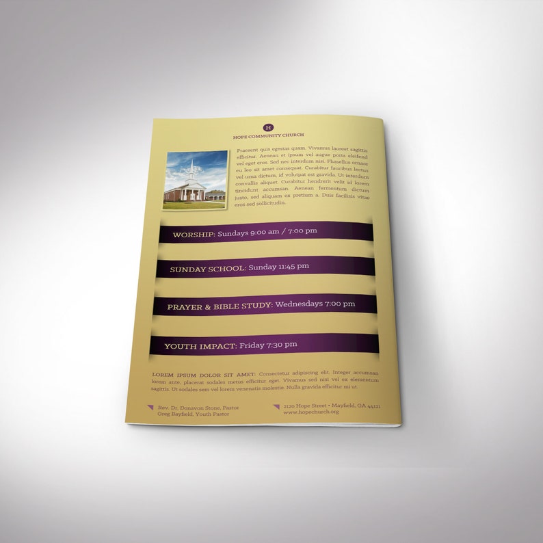 Church Anniversary Program Template Word Template, Publisher, Gold Purple Pastor Appreciation 8 Pages 5.5x8.5 in image 6
