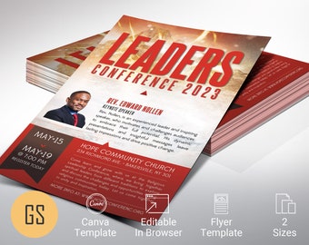 Leadership Training Church Flyer Template, Canva Template | Motivational Speaking, Leadership Conferences | 2 Sizes