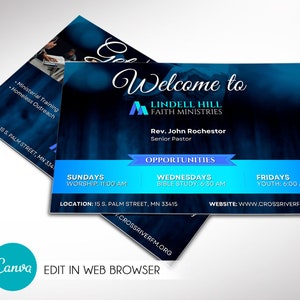 Church Welcome Card Template, Canva Template | Church Welcome Card, New Here Guest | 6 Backgrounds | Cut Size 6x4 inches