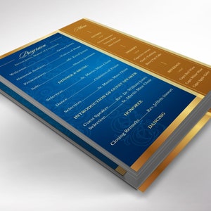 Blue Gold Anniversary Gala Program Template, Canva Template One Sheet Church Anniversary, 2 Sides Size: 5.5x8.5 in image 6