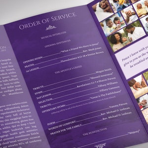 Purple Sky Legal Trifold Funeral Program Template, Canva Template Celebration of Life, In Loving Memory 14x8.5 in image 9