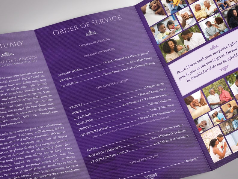 Purple Sky Legal Trifold Funeral Program Template, Canva Template Celebration of Life, In Loving Memory 14x8.5 in image 9