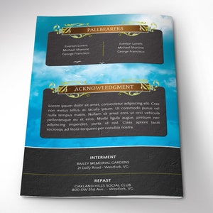 Blue Sky Funeral Program Template, Word Template, Publisher, Celebration of Life, Order of Service, 8 Pages, 5.5x8.5 in image 6