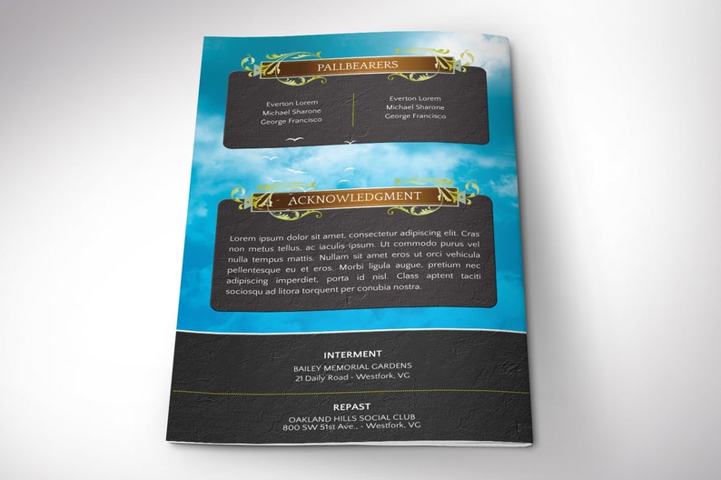 Blue Sky Funeral Program Template, Word Template, Publisher, Celebration of Life, Order of Service, 8 Pages, 5.5x8.5 in image 6