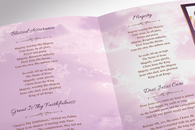 Purple Forever Tabloid Funeral Program Template, Canva Template, Celebration of Life, Obituary Program, 8 Pgs, 11x17 in image 8