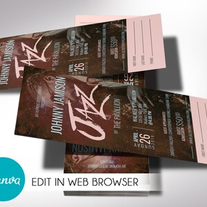 Jazz-Konzertticket-Vorlage für Canva, Jazz-Konzert, Musikveranstaltung, Benefizveranstaltung, bearbeitbar druckbar, digitaler Download, 5 Farben, 3 x 7 Zoll