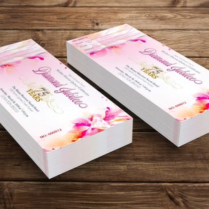 Church Anniversary Ticket Template for Word and Publisher, Fuchsia and Pink Banquet Ticket, Pastor Gala 7x3 inches image 6