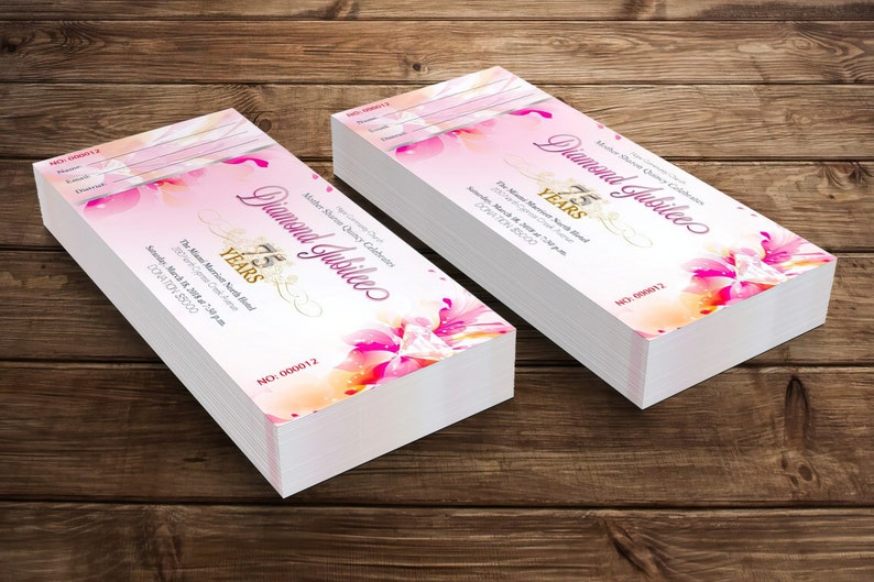 Church Anniversary Ticket Template for Word and Publisher, Fuchsia and Pink Banquet Ticket, Pastor Gala 7x3 inches image 6