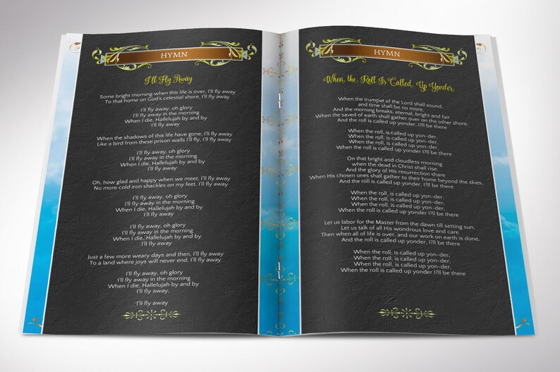 Blue Sky Funeral Program Template, Word Template, Publisher, Celebration of Life, Order of Service, 8 Pages, 5.5x8.5 in image 4