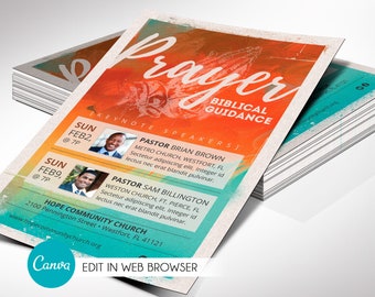 Prayer Conference Flyer Template, Canva Template | Prayer Meeting, Church Invitation | 2 Sizes