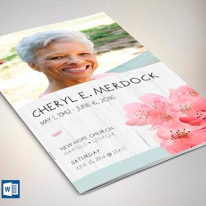 Magnolia Funeral Program Template: Celebration of Life (Word & Publisher)