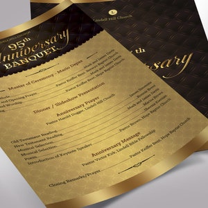 Golden Church Anniversary Program Template Word Template, Publisher One Sheet, Pastor Appreciation 5.5x8.5 inches image 5