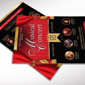 Red and Black Musical Event Flyer Template, Canva Template, Concert Flyer. 6 Tassels, Print Sizes 4x6, 5.5x8.5 in image 5