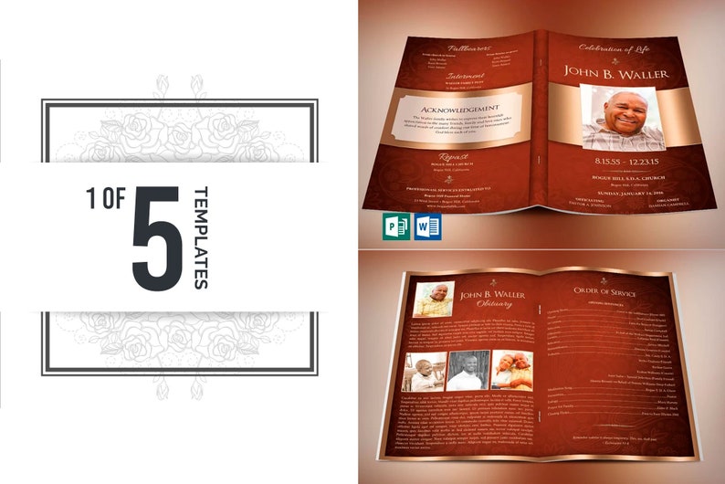 Dignity Funeral Program Template Word Template, Publisher Bundle Celebration of Life 8 Pages 5.5x8.5 inches image 6