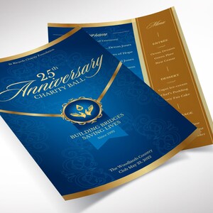 Blue Gold Anniversary Gala Program Template, Canva Template One Sheet Church Anniversary, 2 Sides Size: 5.5x8.5 in image 5