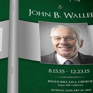 Green Silver Funeral Program Template Word Template, Publisher Celebration of Life, 8 Pages 5.5x8.5 inches image 7
