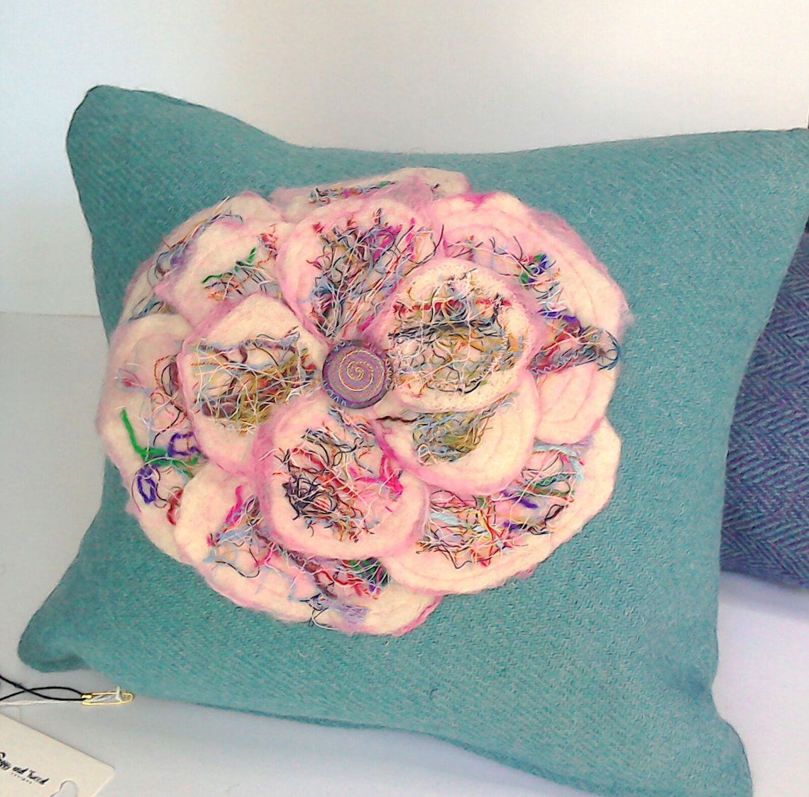 Harris Tweed Cushion Harris Tweed Pillow Teal Cushion Etsy