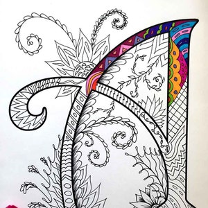 Letter A Coloring Page - Inspired by the font &quot;Harrington&quot;