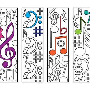 Music Bookmarks - PDF Coloring Page