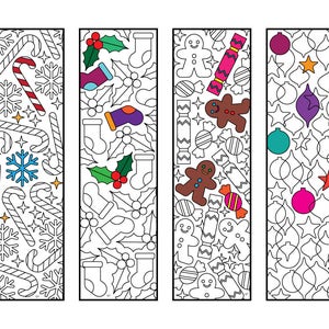 Christmas Bookmarks - PDF Coloring Page