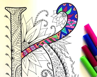 Letter R Coloring Page Inspired by the Font | Etsy