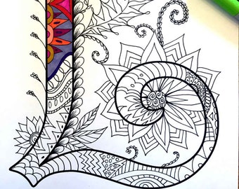 Letter L Coloring Page - Inspired by the font "Harrington"