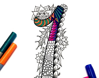 Number 1 Zentangle - Inspired by the font "Harrington"