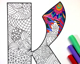 Letter K Zentangle - Inspired by the font "Deutsch Gothic"