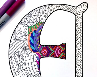 Letter E Zentangle - Inspired by the font "Deutsch Gothic"
