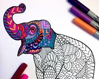 Éléphant d'Asie - PDF Coloriage Animal