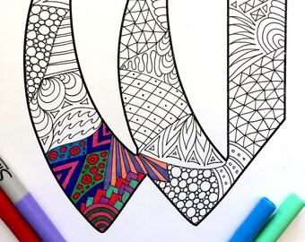 Letter W Zentangle - Inspired by the font "Deutsch Gothic"