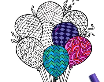 Balloons - PDF Coloring Page