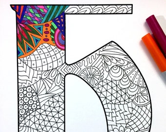 Letter H Zentangle - Inspired by the font "Deutsch Gothic"