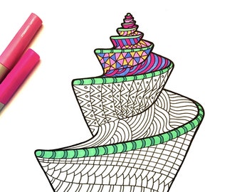 Seashell 3 - PDF Coloring Page